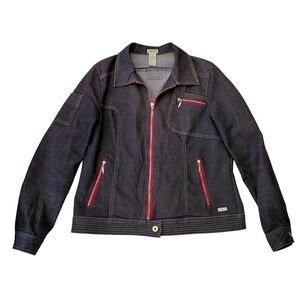 Stylish Women's Denim Jacket with Red Zippers